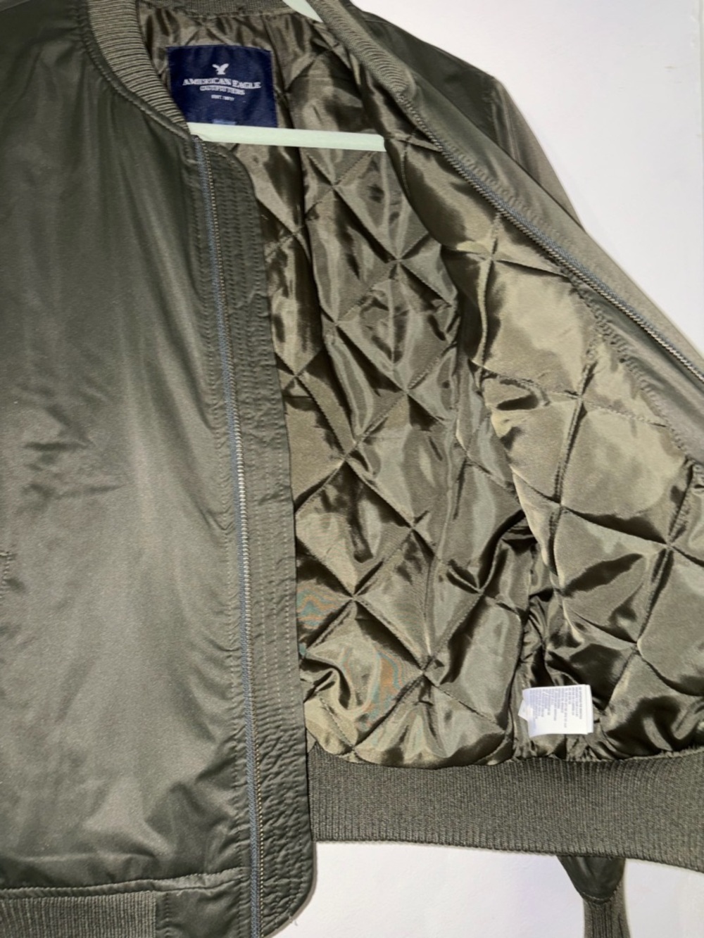 American Eagle Outfitters Olive Green Women Bomber Jacket - Picture 6 of 8